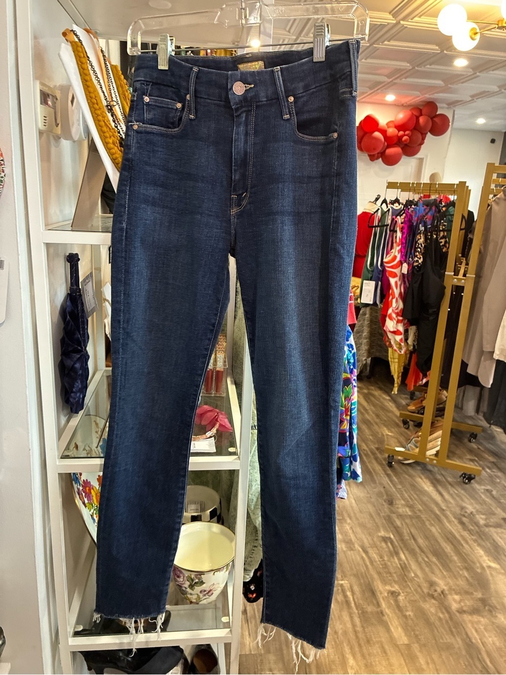 MOTHER looker ankle fray Dark Indigo Jeans